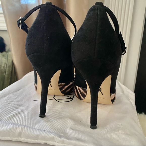 Animal Print PAUL ANDREW Ponyhair Suede Pointed Toe Ankle Strap Heels - Picture 12 of 16
